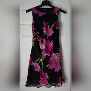 American Living Black and Pink Floral Mini Dress